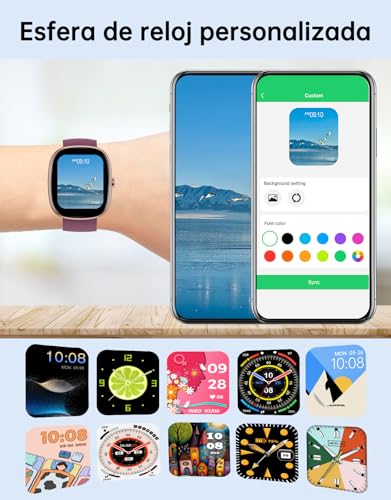 GUIJITUO Women's Smart Watch with Bluetooth 5.4, Smartwatch 1.85 Inch AMOLED for Android iOS, Pedometer with 113+ Sports and 5ATM Waterproof, Fitness Bracelet with Sleep Monitor/SpO2 (Purple) | Whatsapp Notificaciones, 1.8" Smartwatch con SpO2/Pulsómetro/Monitor de Sueño, 113 Modos Deportes