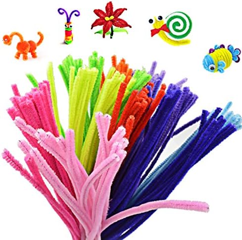 Pistha 200pcs Craft Pipe Cleaners 6mm Reusable Chenille Wire Stem Bendable Twistable Children Puzzle DIY Kindergarten Handmade Art Supplies Assorted Colors
