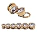 ZS Rose Gold Stainless Steel Screw Big Cubic Zirconia Ear Gauges Plugs Tunnels Expander Body Piercing (Gauge=00g(10mm))