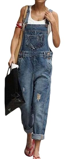 baggy ripped overalls