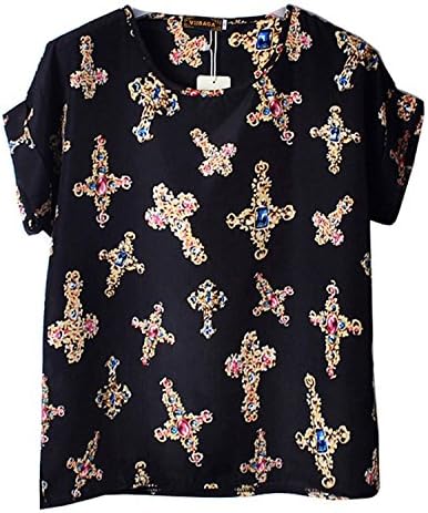 Tirahse Fashionable Women's Sword Print Loose Batwing Chiffon Blouse T-Shirt Black XXL Sword BlackAsia XXL=US 16-18