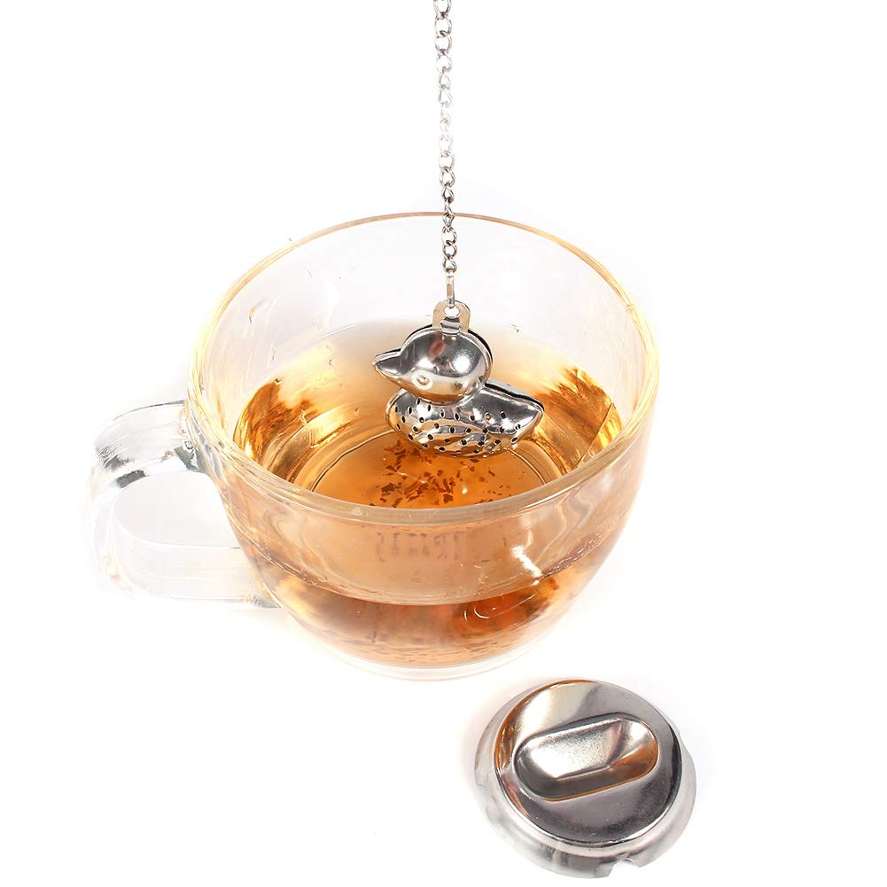 Stainless Steel Duck Shaped Tea Infuser with Base, Tea Strainer Filter for Home & Office Use