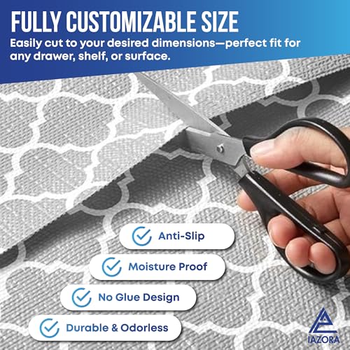 IAZORA Shelf Liner for Kitchen Large 2 Rolls (40 x 200cm) Non-Adhesive Drawer Liner, Non-Slip Food Grade EVA Cabinet Liner for shelves, Stain-Proof contact paper for Refrigerator and Drawers