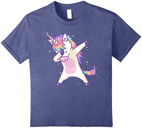 Kids Women's Dabbing Unicorn Shirt Dab Hip Hop Magic Girl Clothes 10 Heather Blue