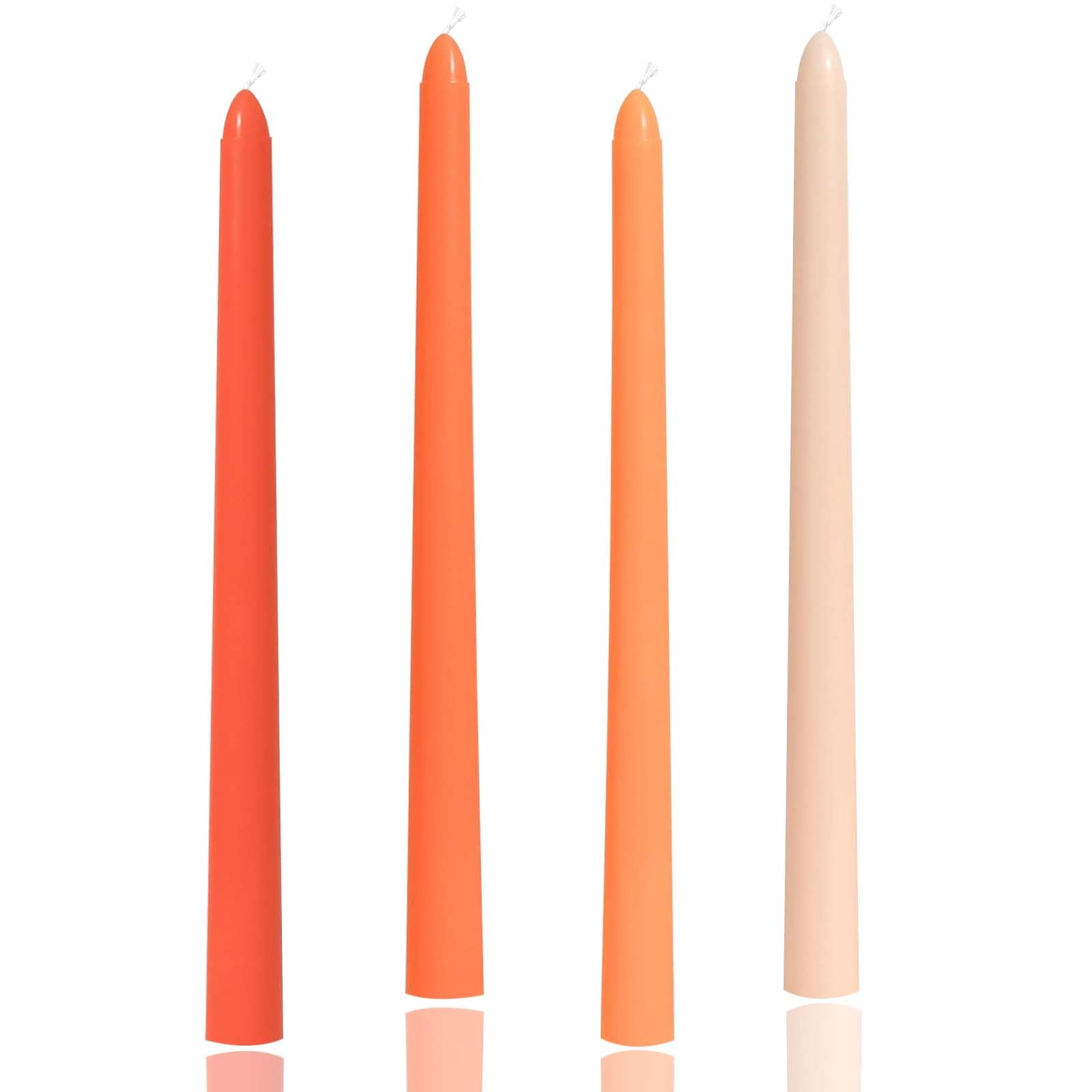 Photo 1 of 10 inch Gradient Taper Candles,Set of 4 Tapered Candle, Tall Candlesticks,Conical Stick Candles,Smokeless, for Home Dinner, Party, Wedding, Halloween, Christmas (Orange Series, 10inch)