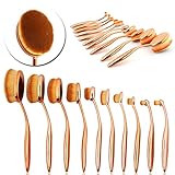 [Updated Version] 2016 High Quality 10pcs Professional Oval Brush Set , NESTLING Multipurpose Toothbrush Makeup Brushes Set Super Nice (Gold)