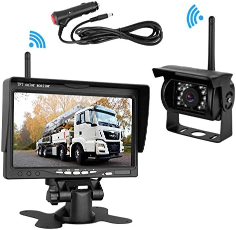 Emmako Backup Camera Wireless and 7'' Display Monitor Kit Reverse Camera System Waterproof Night Vision Parking Camera For Truck/RV/Trailers/5th Wheel