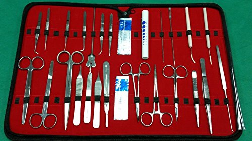 SYNAMED USA 40 PCS Advanced Dissection KIT for Anatomy and Biology Students with Scalpel Knife Handle 14 Blades CASE LAB Veterinary Botany Stainless Steel Dissecting Tool Set for Frogs Animals ETC