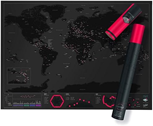 BuyWorld New Version Capitals Edition Scratch Off Map of The World for Traveler Wall Decor Poster