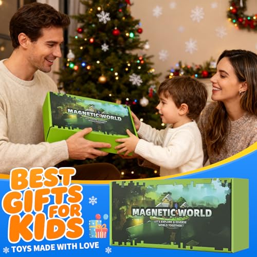 MEESHEEP 128PCS Magnetic Blocks - Waterfall, Build Exact Models Shown in Pictures | STEM Montessori Toys for Girls & Boys Age 3-10 | Inspiring Creativity, Imagination | Suprise Gifts for Kids