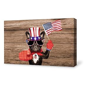 Funny Animal USA Flag Painting Wall Poster Decor...