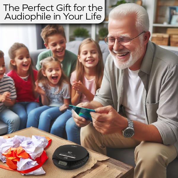 Coby CD Player Portable Bluetooth CD Player for Car, Headphones, FM, AUX, MP3 Anti-Skip CD Player for Home, Compact Discman, Rechargeable, Lightweight