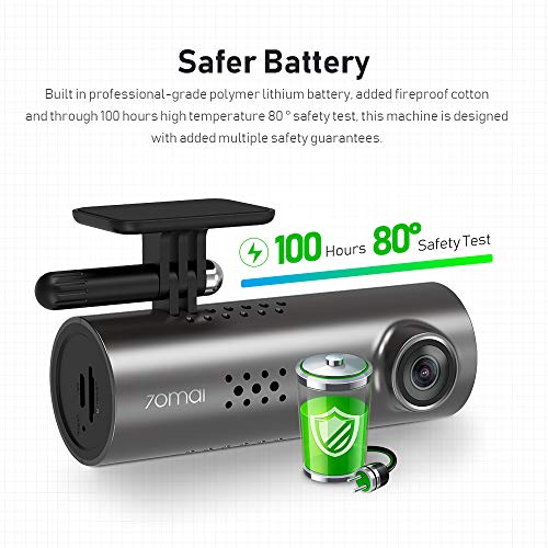 70mai Smart Dash Cam 1S Wi-Fi with 1080P Full HD 1/2.9 Inch Sony CMOS 130° Wide Angle Emergency Recording, APP Control Dashboard, Car Camera Recorder with Night Vision, G-Sensor