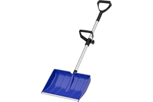 BVHAB Snow Shovel for Driveway: 48" Ergonomic Dual D-Handles for Less Back Strain - Aluminum Wear Strip Cleaning Shovel - Lightweight & Portable Snow Removal Tool for Car Camping Outdoor (Blue)