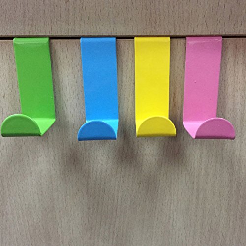 Coralpearl Over The Door Utility Hooks Rack Hanger Kitchen Metal Organizer, Stainless Steel Coat Clothes Storage Set With Cartoon Memo Holder Pack of 4 (Bug)