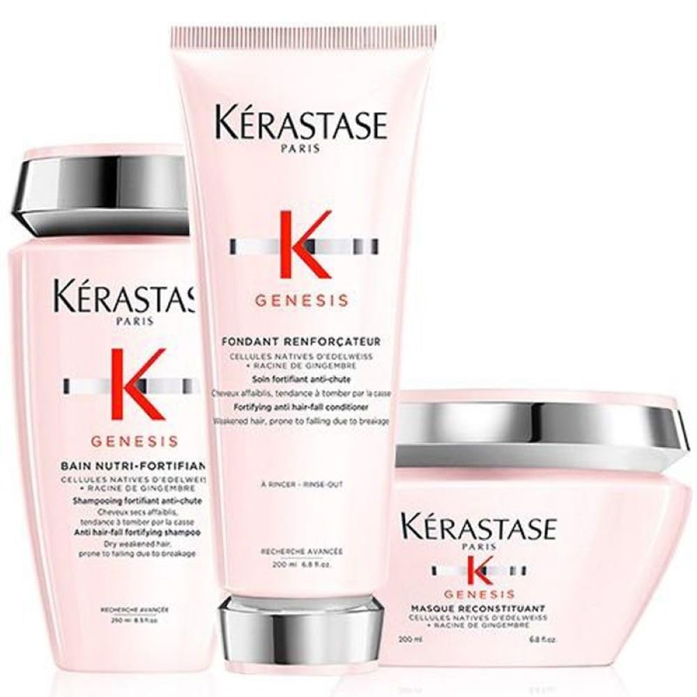 Kérastase Genesis Bain Nutri-Fortifiant 250ml, Genesis Fondant Renforcateur 200ml and Masque Reconstituant 200ml Pack