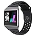 UMTELE For Fitbit Ionic Band, Two-toned Perforated Replacement Strap Breathable Accessory Wristband with Quick Lock&Release Buckle for Fitbit Ionic Smart Watch, Large, Anthracite/Black