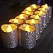 Flameless Votive Tealights Candle, Battery Operated LED Tea Lights with Silver Glitter Flickering Bulb Light,Pack of 24,Small Electric Fake Tea Candle Realistic for Wedding, Table,Outdoor,Celebration