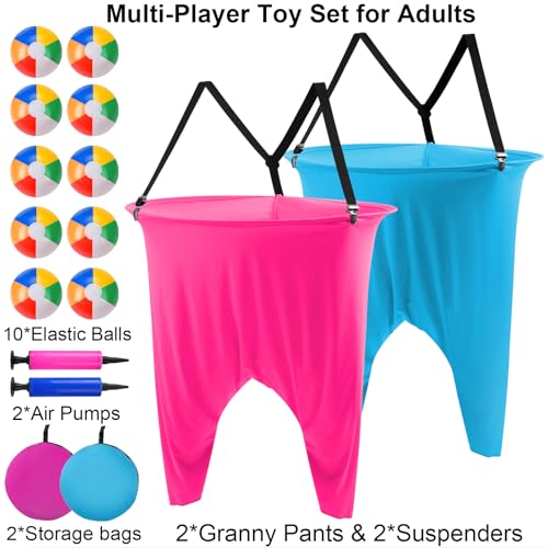 17 PCS Granny Pants Yard Game Easter Games Set, 2 Oversized Granny Pants Outdoor Games 10 Balls, 2 Air Pumps, Outdoor Tossing Games for Adults Teens Party Backyard Lawn Family Reunion Gathering