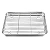 Baking-Tray-with-Rack-Set-4-Sheets-4-Racks-HaWare-100-Stainless-Steel-Rimmed-Cookie-Sheet-PansToaster-Oven-Tray-with-Cooling-Rack-Non-Toxic-Healthy-Rust-Free-Dishwasher-Safe-8-Pieces Baking Tray with Rack Set (4 Sheets + 4 Racks), HaWare 100% Stainless Steel Rimmed Cookie Sheet Pans,Toaster Oven Tray…