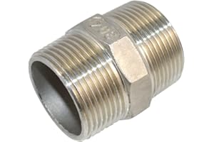 Megairon 1-1/4" x 1-1/4" NPT Male Threaded Hex Nipple,Stainless Steel 304 Quick Coupler Pipe Fitting