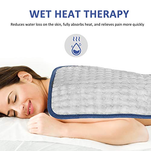 Heating Pads for Back Pain, MIGICSHOW Electric Dry & Moist Heated Pad Large Heat Pad for Cramps Relief, Back, Neck, Abdomen, Legs Ultra-Soft Touch 12''x24'', 6 Heat Settings & 2 Hr Auto Off