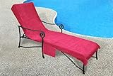 Crover pool side 1000 gram chaise cover, pool lounge chair Cover with 10-inch slip on back and side pocket 100% cotton 30-Inch-by-81-Inch, Fuchsia