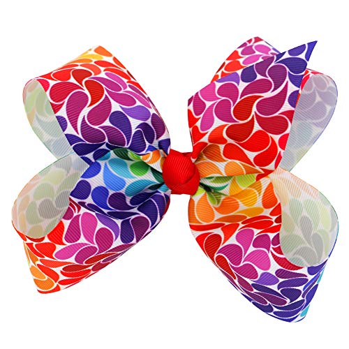 image for Myamy 6 inches Big Large Grosgrain Ribbon Hair Bows Boutique Raibbow H