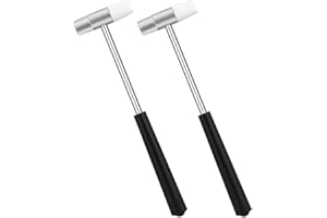 KANNONY WIND Dual Head Small Hammer for Fiddly Job, Plastic Head and Metal Head, 7 Inches, Black Plastic Grip, Jewelry Mallet, Mini Mallet for Watch, Tuning, Woodworking, Toys, Handcraft, Leather, 2 PCS