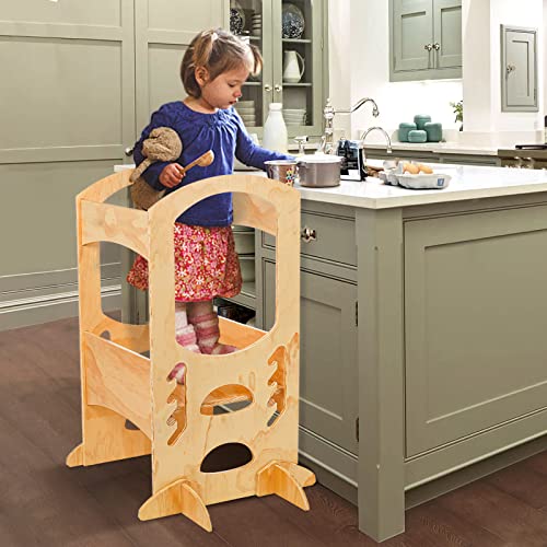 COMOMY Toddler Tower, Kids Step Stool with 4 Adjustable Heights, Safety