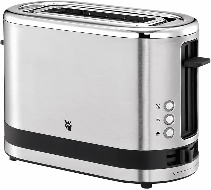 Küchenminis 1-Scheiben Toaster Langschlitz XXl-Toast, Mini Toaster mit Brötchenaufsatz 7 Bräunungsstufen Überhitzungsschutz 600W Edelstahl matt