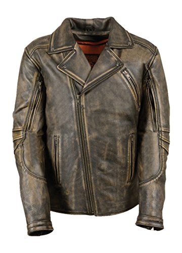 Milwaukee Men's Vented Updated Motorcycle Jacket (Black/Beige, 4X-Large)