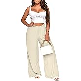 Nimsruc Womens Jumpsuit Casual Loose Sleeveless Adjustable Spaghetti Straps Wide Leg Pants Baggy Overalls With Pockets