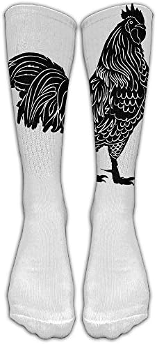 Black Fowl Unisex Knee High Socks Sports Socks With Fancy Design Multi Colorful Patterned
