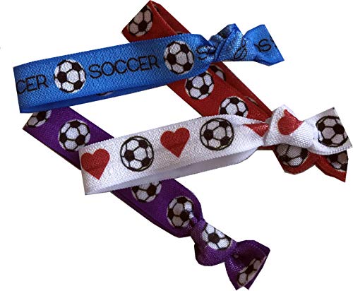 8 Piece Soccer Hair Elastic Set - Accessories for Players, Women, Girls, Coaches, High School Teams, Club Teams and Leagues - MADE in the USA