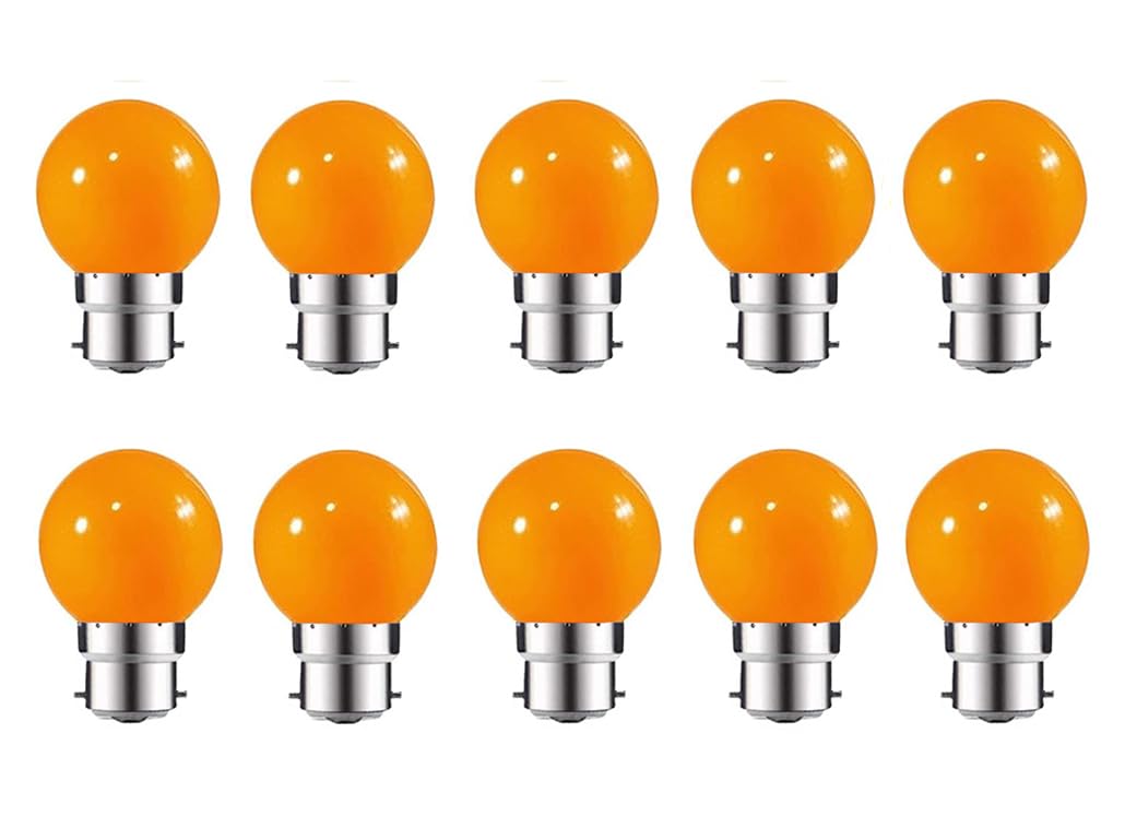 ZFQ 10 Pack B22 Bayonet Colored LED Light Bulbs 2W G45 Golf Ball Mini Globe Bulb Lighting Bulbs,Orange for Outdoor Indoor String Patio Garden Party Christmas, Tree, Fairy Party Night Lights