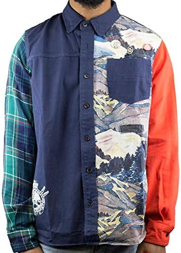 Squaw L/S Woven Button Down Shirt in Navy Blazer 771-9601