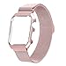 LKEITY Compatible for Apple Watch Band 42mm Series 1/2/3 Milanese Loop Stainless Steel Magnetic Band with Metal Case for iWatch Replacement Strap Rose Gold