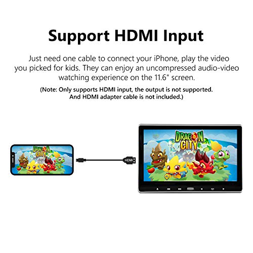 Eonon Headrest DVD Player Car DVD Player 11.6 Inch 1080P HD Digital Multimedia Monitor Super-Thin Car Headrest DVD Player, Headrest Monitors with HDMI Port and Remote Control USB and SD-C0318