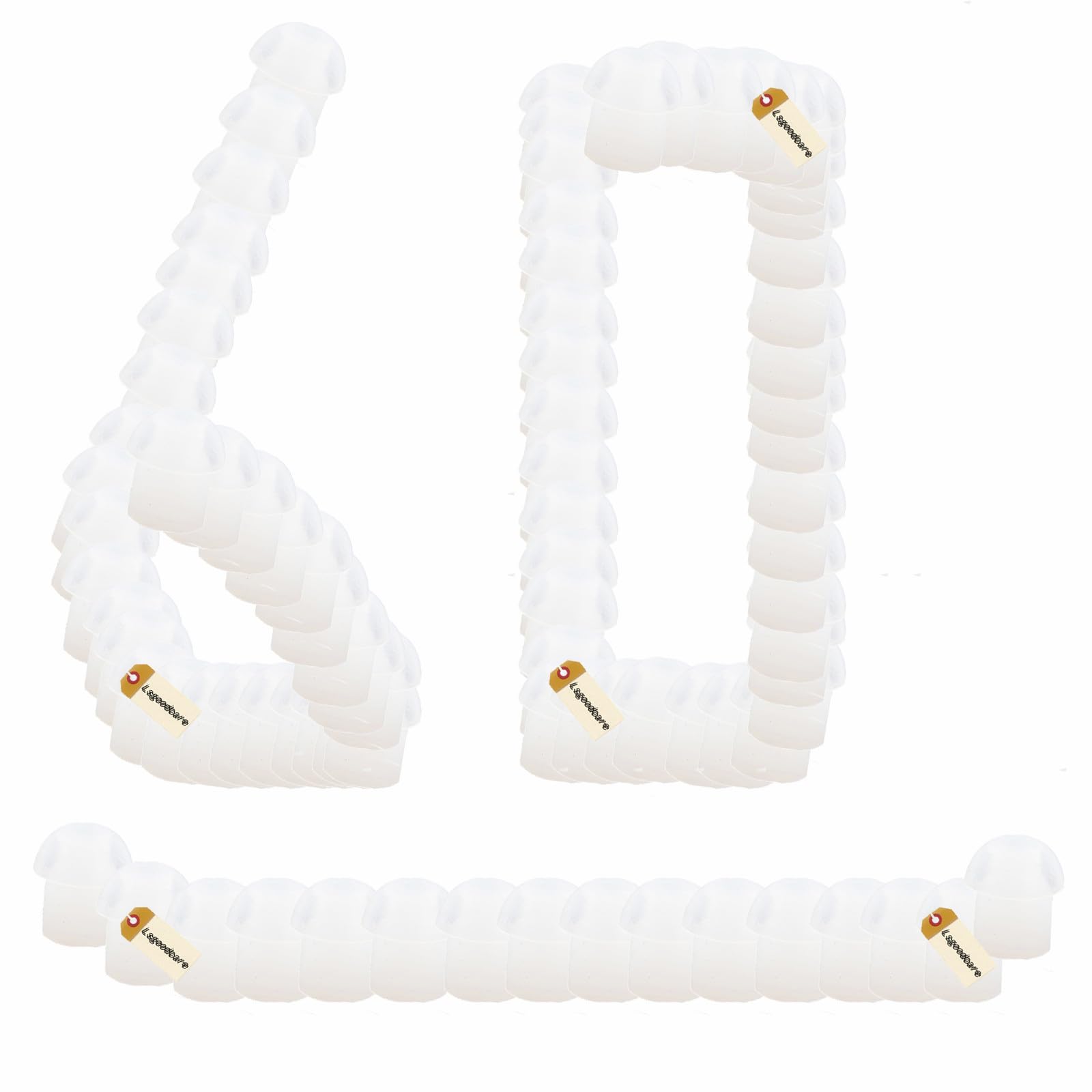 Lsgoodcare 60Pcs White Radio Replacement Rubber Mushroom Earbud Ear Tips Compatible with Motorola Kenwood Baofeng 2 Way Radio Acoustic Coil Tube Audio Kits Walkie Talkie Earpiece Headset