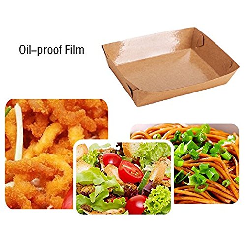 Paper Food Tray, Extra Kraft Paper Food Tray Fast Food Tray for Party Favors Takeout Home Use Outdoor  Xmas Presents , 50 PCS