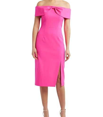 Eliza J Women's One Shoulder Scuba Cocktail Dress with Ruffle Sleeve, Green, 2 at Amazon Women's Clothing store