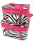 World Traveler Zebra Print Collection Cosmetic Train Case (2 piece set)