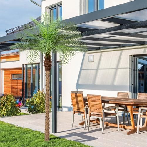 ZEEOZE 240 cm Artificial Phoenix Palm Tree Tall Artificial Palms with 18 Leaves Adjustable Artificial Plants Phoenix Palm for Outdoors Patio Swimming Pool Home Office Living Room Garden (2 Pcs, 240 cm