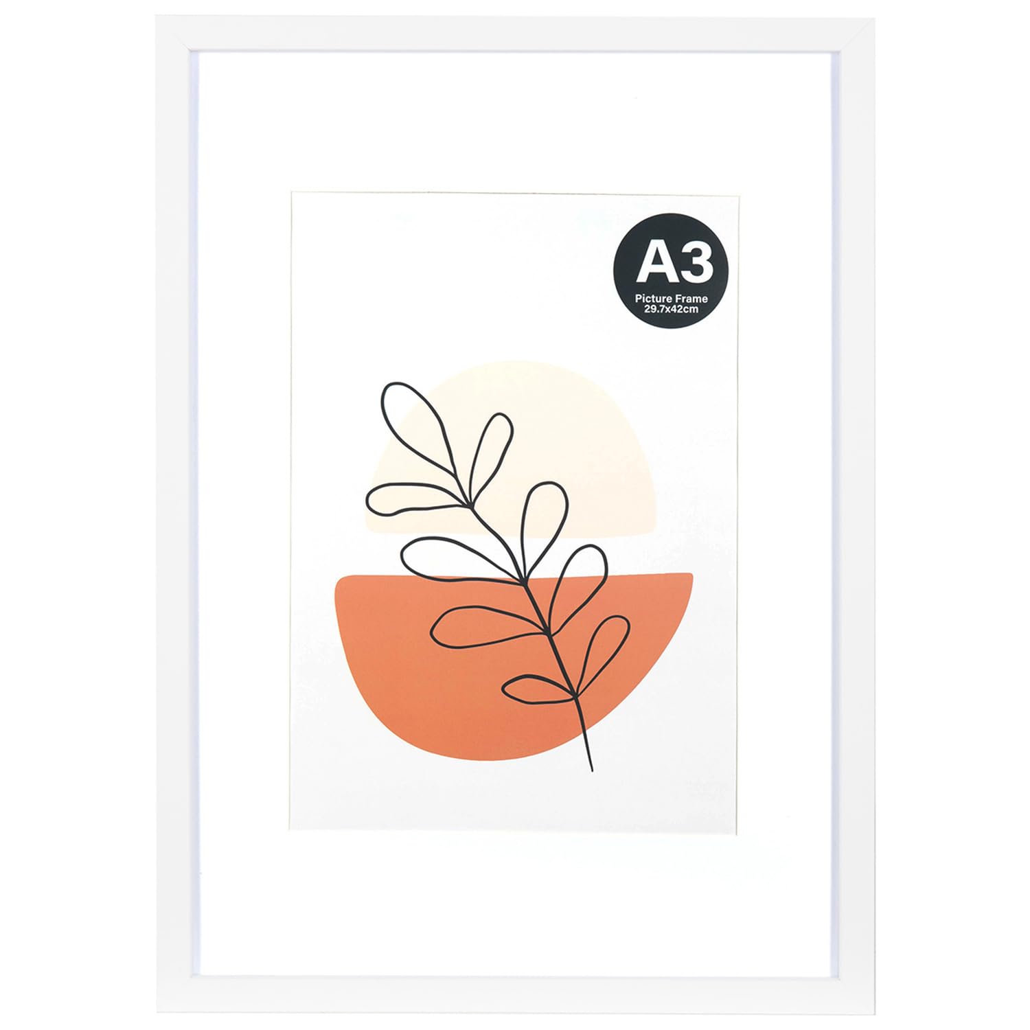 KAIWIN Picture Frame White A3-21x30 cm (A4) with Mat, Photo frame with acrylic glass for hanging, For photos, posters, puzzles| Poster frame