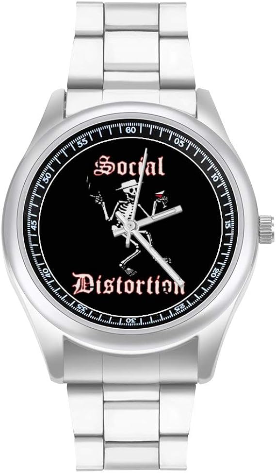 Amazon 腕時計 ステンレスバンド メンズ ビジネス 時計 うで時計 男性用 ソーシャル ディストーション メンズウォッチ シルバー おしゃれ カジュアル Watch 高校生 男 紳士 クォーツ時計 プリント ギフト ケース付き メンズ腕時計 腕時計 通販