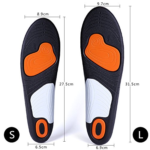 Orthotic Insoles for Men & Women, Full Length Plantar Fasciitis Inserts with Hight Arch Support, Sports Orthopedic Gel Shoes Insoles for Supination, Flat Feet, Heel & Foot Pain (Men's 8-13, Black)