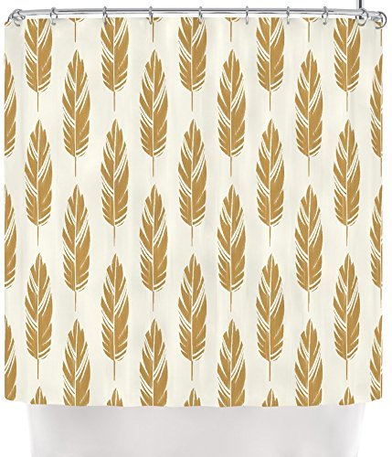 Mruup Amanda Lane Feathers Yellow Cream Mustard Pattern Shower