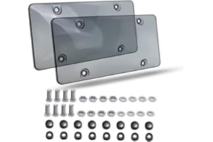 Car License Plate Frame, 2PCS Tinted Watarproof Front and Rear License Plate Cover/Holder with Stainless Screws Caps Set Univ