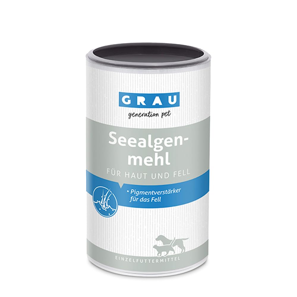 GRAU - the original - 100% pure seaweed flour, for fur pigmentation, for thick & shiny fur, pack of 1 (1 x 800 g), supplementary food for dogs & cats